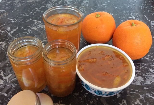 Orange marmalade being prepared