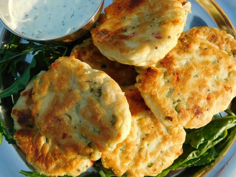 Spring onion and feta fritters The Community Farm