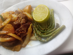 Lamb stew with asparagus side