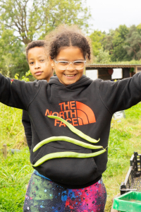 Kids came to The Farm with The Children's Kitchen and enjoyed harvesting our veg and cooking a fresh lunch